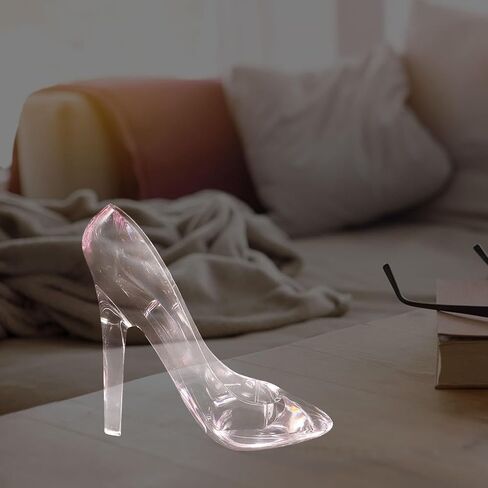 Garneck Crystal High Heels Shoes Ornament, Pink Glass Slipper Girls Princess Decor Dress Slipper Figurine Decoration for Birthday Party Wedding Gift, 5.5"x4.3" in Saudi Arabia
