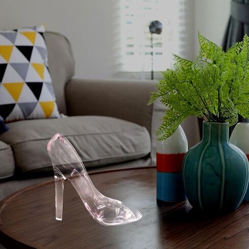 Garneck Crystal High Heels Shoes Ornament, Pink Glass Slipper Girls Princess Decor Dress Slipper Figurine Decoration for Birthday Party Wedding Gift, 5.5"x4.3" in Saudi Arabia