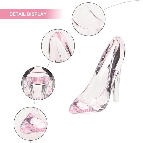 Garneck Crystal High Heels Shoes Ornament, Pink Glass Slipper Girls Princess Decor Dress Slipper Figurine Decoration for Birthday Party Wedding Gift, 5.5"x4.3" in Saudi Arabia