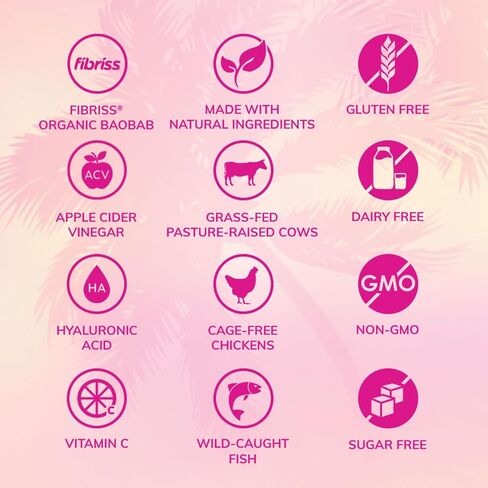 SkinnyFit Super Youth Tropical Punch متعدد الكولاجين الببتيدات + البروبيوتيك، ألياف الباوباب، خل التفاح، حمض الهيالورونيك، وفيتامين C، الجلد، الشعر، المفاصل والتمثيل الغذائي، 30 وجبة in Kuwait