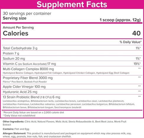 SkinnyFit Super Youth Tropical Punch متعدد الكولاجين الببتيدات + البروبيوتيك، ألياف الباوباب، خل التفاح، حمض الهيالورونيك، وفيتامين C، الجلد، الشعر، المفاصل والتمثيل الغذائي، 30 وجبة in Kuwait