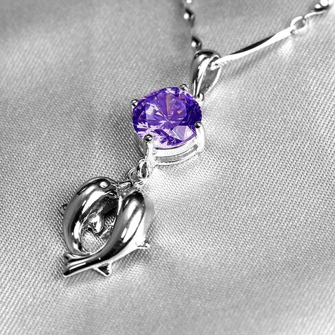 Kissing Dolphins in Purple Love Pendant Necklace, Comes with Elegant Jewelry Box in Saudi Arabia
