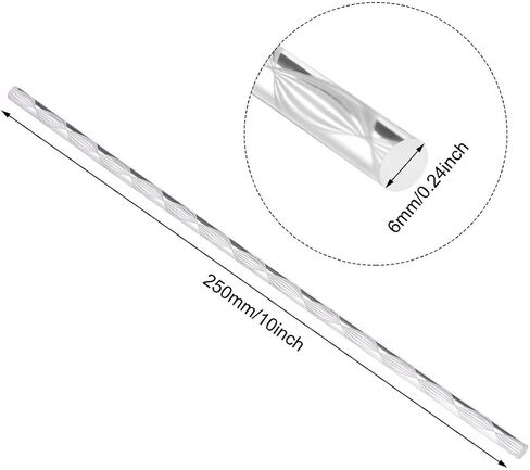 uxcell Acrylic Round Rod,1/4 Diameter 10 Inch Length,Spiral White Line,Solid Plastic PMMA Bar Stick 2pcs in Saudi Arabia