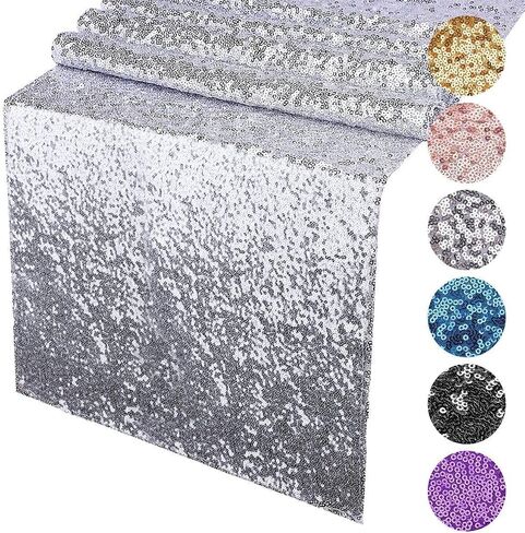yuboo Pink Sequin Table Runners 12''x 108'', 2 Pack Fabric Glitter Runner for Wedding Birthday Party Supplies Mothers Day Decorations Bachelorette Bridal Baby Shower Christmas Spring Table Decor in Saudi Arabia
