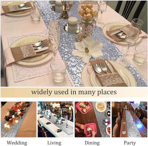 yuboo Pink Sequin Table Runners 12''x 108'', 2 Pack Fabric Glitter Runner for Wedding Birthday Party Supplies Mothers Day Decorations Bachelorette Bridal Baby Shower Christmas Spring Table Decor in Saudi Arabia