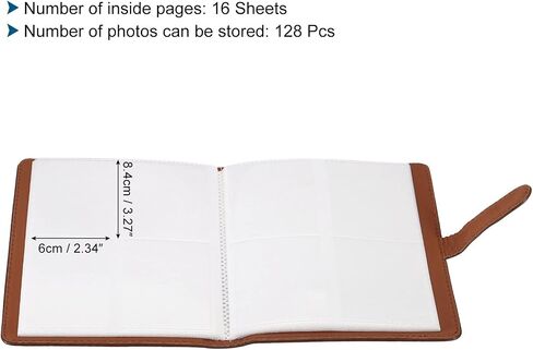 PATIKIL 128 Pockets Wallet Photo Album, PU leather, Instant Camera Cloth Mini Storage Album for 3inch Photo, Picture Name Card Holder, Brown in Saudi Arabia