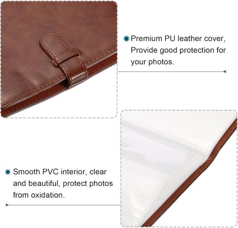 PATIKIL 128 Pockets Wallet Photo Album, PU leather, Instant Camera Cloth Mini Storage Album for 3inch Photo, Picture Name Card Holder, Brown in Saudi Arabia