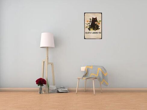 Cat Silently Judging Metal Sign Retro Decor Home Kitchen Bar Cafe Club Cave Wall Decor Funny Cat Tin Sign 12 x 8 Inch in Saudi Arabia