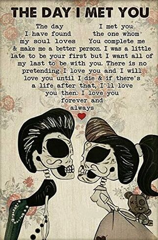 لافتة معدنية على شكل جمجمة السكر للزوجين من The Day I Met You، مقاس 12 بوصة × 8 بوصة in Kuwait