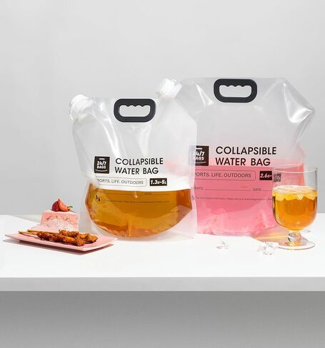 4 Pack Collapsible Water Container Bag 1.3 Gallon/5 Liter, Heavy Duty with Carry Handles, Hikes, Trips, Weather Emergencies, and More, Foldable Water Bag in Kuwait