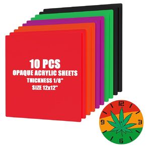 Creality Opaque Glossy Acrylic Sheets, 12" x 12" Plastic Sheet with 1/8 Inch Thickness, 10-Piece Opaque Acrylic Blanks for Laser Cutting & Engraving Home Decor, Wall Decor