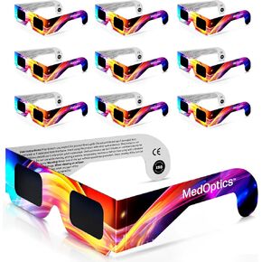 Solar Eclipse Glasses Approved 2024 - AAS, ISO & CE Certified for All Ages - Lab Tested - Includes Eclipse Path Map (10)