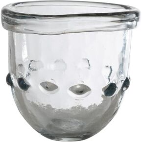 Creative Co-Op Organically Shaped Embossed Glass, Clear Votive Holder