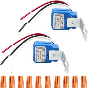 2 pcs AC DC 12V 10A Auto on Off Photocell Light Switch Light Sensor Switch Dusk Sensor Night Light Sensor Photoswitch Light Sensor Switch with Wiring Cap