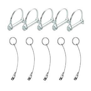 Vechkom 5PCS Tiny Trailer Coupler Pin 0.24 inch Diameter x 2-3/4-inch (60mmx70mm) Long Full Marine Grade 304 Stainless Steel Shaft Locking Pin with Anti-loss rope