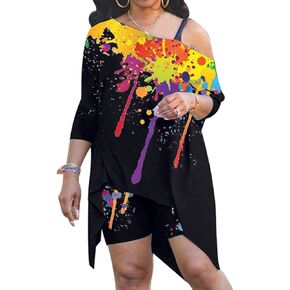 ملابس صيفية نسائية من Famnbro مكونة من قطعتين سراويل قصيرة مقاس كبير بدون أكتاف غير منتظمة وسروال قصير in Kuwait