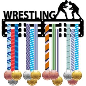 CREATCABIN Medal Holder Medal Hangers Medal Rack Display Sports Metal Hanging Awards Iron Small Mount Awards for Women Wall Home Badge Race Running Medalist Black 11.4 x 5.1 Inch-Challenge Accepted in Saudi Arabia