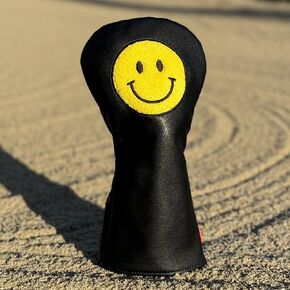 Funny Happy Smile Emoji Driver Headcovers - Smiley Face Club Covers for Golf Clubs, with Rubber Magnet for Secure Positioning and Quick Access, Magnetic Golf Accessories, Madson Golf