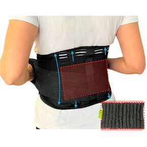 Back Brace Support Belt-Lumbar Support Back Brace for Back Pain, Sciatica, Scoliosis, Herniated Disc Adjustable Support Straps-Lower Back Brace with Removable Microwavable Heat Pad for Men & Women (X-Large)