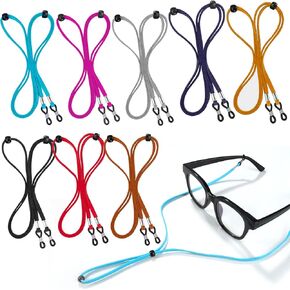YGDZ Eyeglass Strap, 8pcs Leather Eye Glasses Strap String Adjustable Eyeglass Chain Lanyard Eyewear Retainers, Sport Sunglass Glasses Holder Strap for Men Women