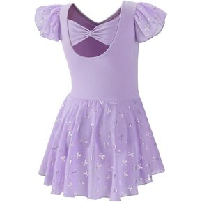 DIPUG Ballet Leotards for Girls with Skirt Shiny Toddler Dance Leotard