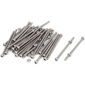 uxcell M3x50mm Hex Socket Head Knurled Cap Screws Bolts Nuts Set 30Pcs