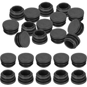 PATIKIL 7/8" OD Plastic Tubing End Caps, 24Pcs Round Hole Plug Insert for Round Iron Pipe Chair Leg Table Bookshelves Patio Furniture, Black
