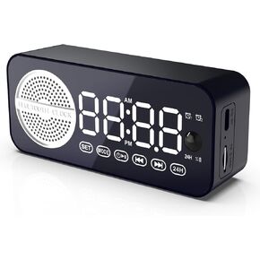 Digital LED Alarm Clock with Wireless Speaker, Dual Alarm Clocks for Bedroom/Heavy Sleepers/Adult/Teens, Bluetooth Speaker Support TF Card Playback FM Radio (Black)