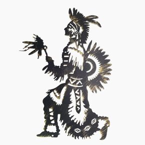 Ecqizer Metal Native American Wall Art, Matte Frosted Antique Painting Native american Decor For Wall 13.8 x 9.8 inches, Southwest Native American Dancer Wall Decor