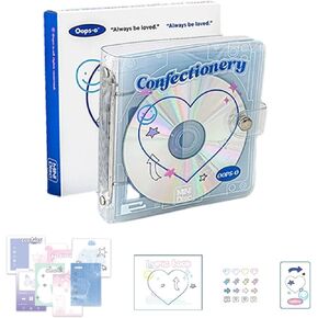 Cd Photocards binder Collect Book Retro Disc Idol Photocard Holder Binder Notebook Cover Photo Album Small Cards Storage for Kpop merchandise merch (Pink)