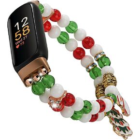 Wongeto Compatible with Fitbit Luxe Bands,Fashion Handmade Elastic Stretch Pearl Bracelet Women Replacement Strap for Fitbit Luxe accssorises