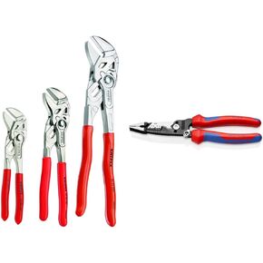 KNIPEX Tools - 3 Piece Pliers Wrench Set (6, 7, 10) (9K008045US), Red