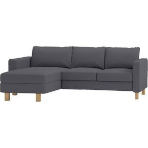 Durable Dense Cotton Karlstad Loveseat (Two Seat) Sofa with Chaise Lounge Sectional Cover Replacement. Cover Only! Compatible with IKEA Karlstad Slipcovers. (Light Gray)