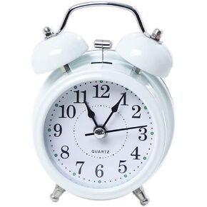 منبه بصوت عالٍ 3 بوصات منبه مزدوج الجرس للنوم الثقيل/كبار السن/الأطفال/الكبار، ديكور ساعة منبه (أبيض) in Kuwait