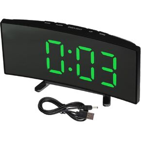 uxcell Alarm Clock with Green Digits, Digital Alarm Clocks for Bedrooms with USB Charging Port, Adjustable Volume, Dimmable, Snooze, 12/24H Extra Loud Alarm Clock for Adults Teenagers