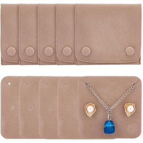 AHANDMAKER Jewelry Pouch with Insert Pad Gift Packaging Bags Purse Pouches With Snap Button Velvet Jewelry Storage Drawstring Pouches for Christmas Necklace Bracelet Earrings(Beige)