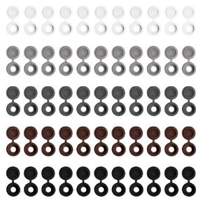 Screw Covers, 200pcs Plastic Screw Cap Assortment Set Hinged Fold Over Caps Rubber Dust Washer Flip Tops with Storage Box (5 Color)