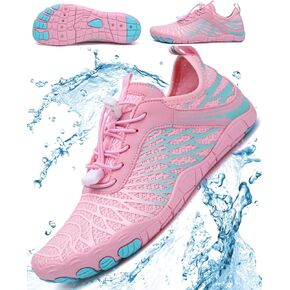 Barefoot Shoes for Women, Quick Dry Non-Slip Aqua Swim Shoes, Breathable Slip-on Beach Wide Toe Water Shoes, Lightweight Hike Footwear Barefoot Womens for Walking, Fishing, Surfing, Yoga