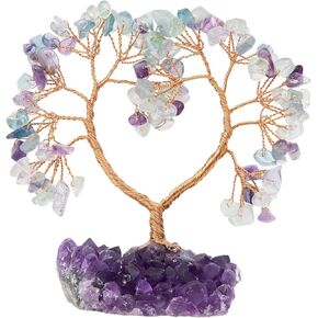 شجرة المال الكريستالية للحياة على شكل قلب مع قاعدة كريستالية من الجمشت الطبيعي لتزيين الغرفة الروحية من أجل ريكي فنغ شوي حظًا سعيدًا زبرجد وكوارتز وردي in Kuwait