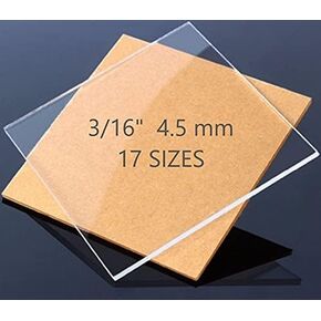 DistinctAndUnique Clear (6" x 12") Cast Acrylic Plexiglass Sheet 3/16" Thick (4.5 mm) Easy to Cut Plastic Plexi Glass with Protective Paper for Signs, DIY Display Projects, Crafts, Shelves