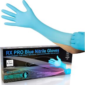 Disposable Extended Cuff Nitrile Gloves | Heavy Duty Long Nitrile Gloves 8.5mil Disposable Latex Free Cleaning Gloves