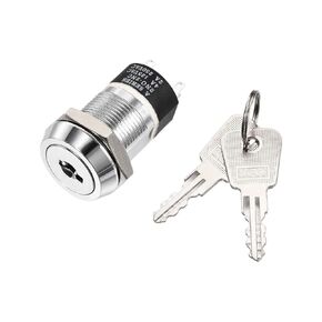 uxcell 19mm 2 Positions Key Locking Push Button Switch with 2 Keys 2NC-2NO S2803 1pcs