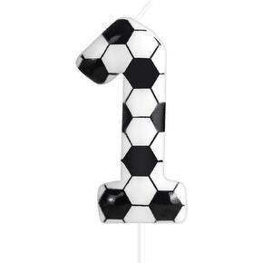 Black White Soccer 1st Birthday Candles,Number 1 Candle,Football Birthday Candles Cake Toppers Decorations for Kids Boys Girls Sporty Soccer Party Supplies