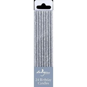 Design Design 756-09958 Thin Glitter Silver Birthday Candle Stick