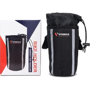 | Bike Water Bottle Holder | Portable Bike Cup Pouch Insulated | Top Drawstring Design + Adjustable Strap | Reflective Material | Suitable for wheelchair, e-bikes, and adult bikes