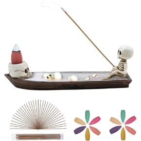 skull incense burner, backflow incense burner,Cute skeleton ship incense burner,creative incense burner decorations, cool room decorations, awesome and Ideal gifts