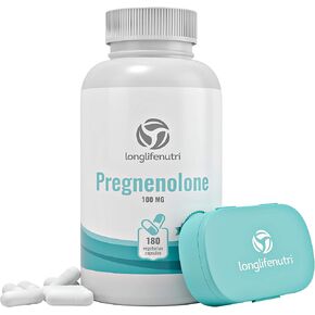 Brain & Hormone Support Pregnenolone - 180 Veggie Caps for Enhanced Memory, Focus & Vitality - Made in USA