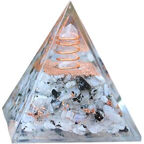Orgone Pyramid for Positive Energy Success, Rainbow Moonstone Orgone Pyramid Amethyst&Obsidian Healing Crystal Pyramids for Reduce Stress Chakra Reiki Healing Meditation Attracts Lucky (Black-Purple)