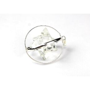 Jet Energized Clear Quartz Spinning Star Merkaba Pendant 1 inch Jet International Crystal Therapy 40 Page Booklet Chakra Balancing Treatment