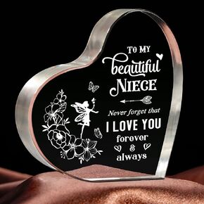 Niece Gifts from Auntie, Gifts for Niece, 3.9x3.9 Inch Acrylic Keepsake To My Niece Birthday Gifts, Niece Gifts from Aunt Uncle, Christmas Gifts for Niece Little Girl Niece Adult Niece